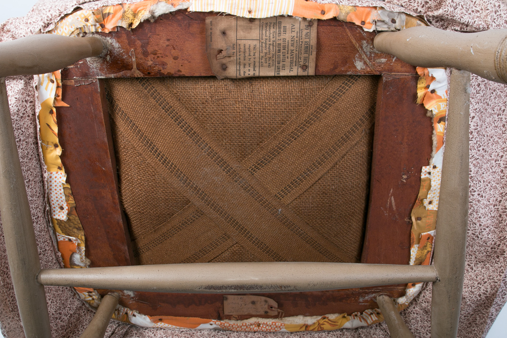 Vintage Turned Wood Upholstered Chair