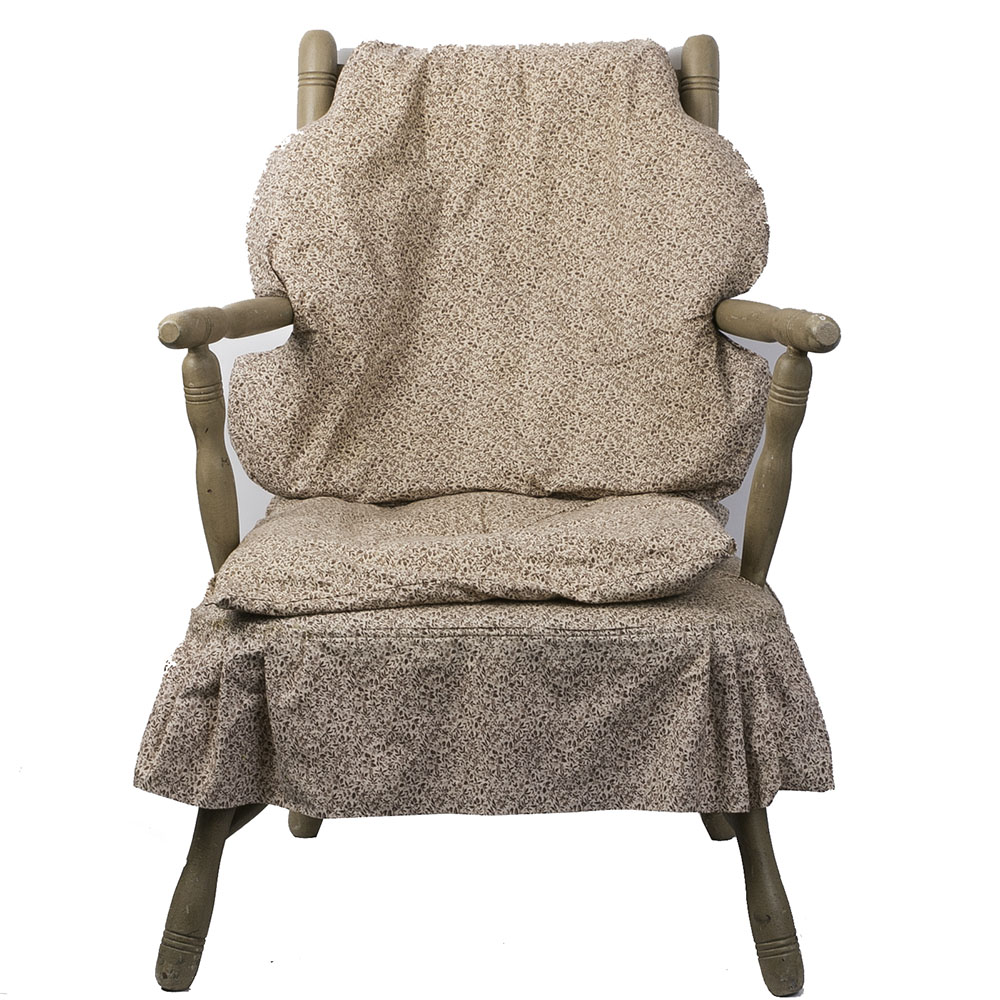 Vintage Turned Wood Upholstered Chair