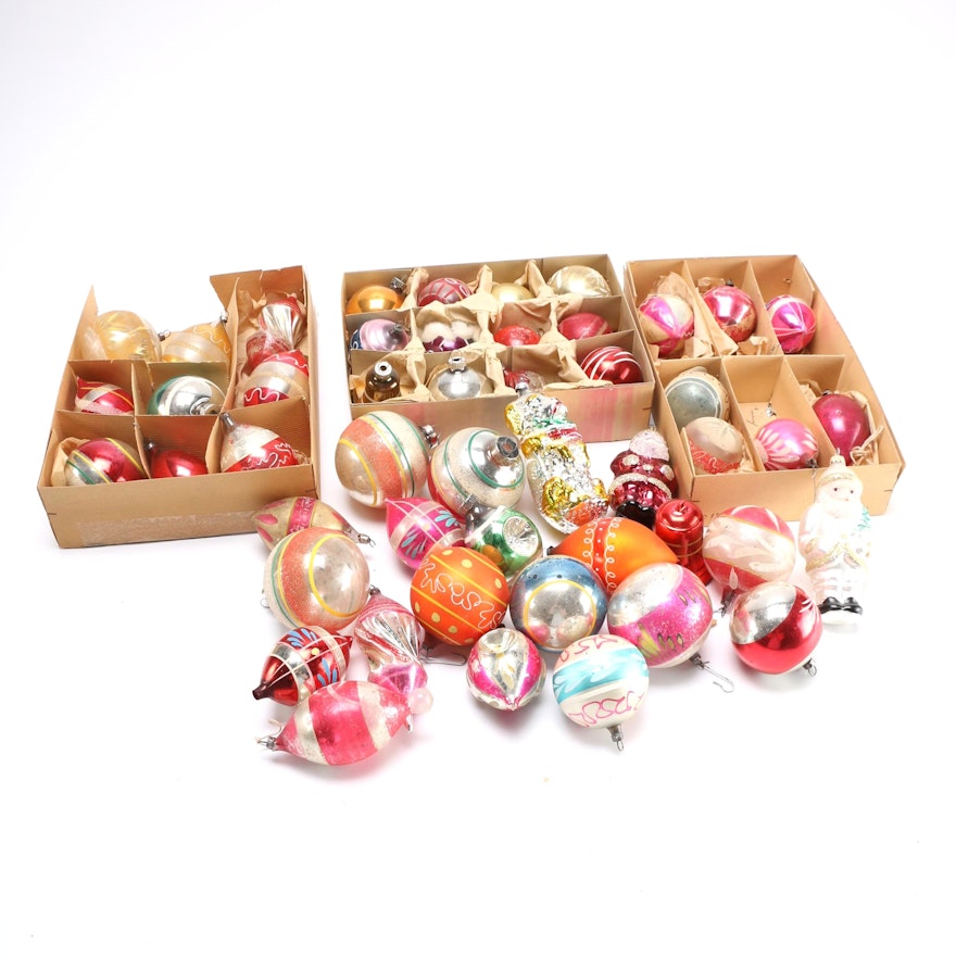 Vintage Glass and Plastic Christmas Tree Ornaments