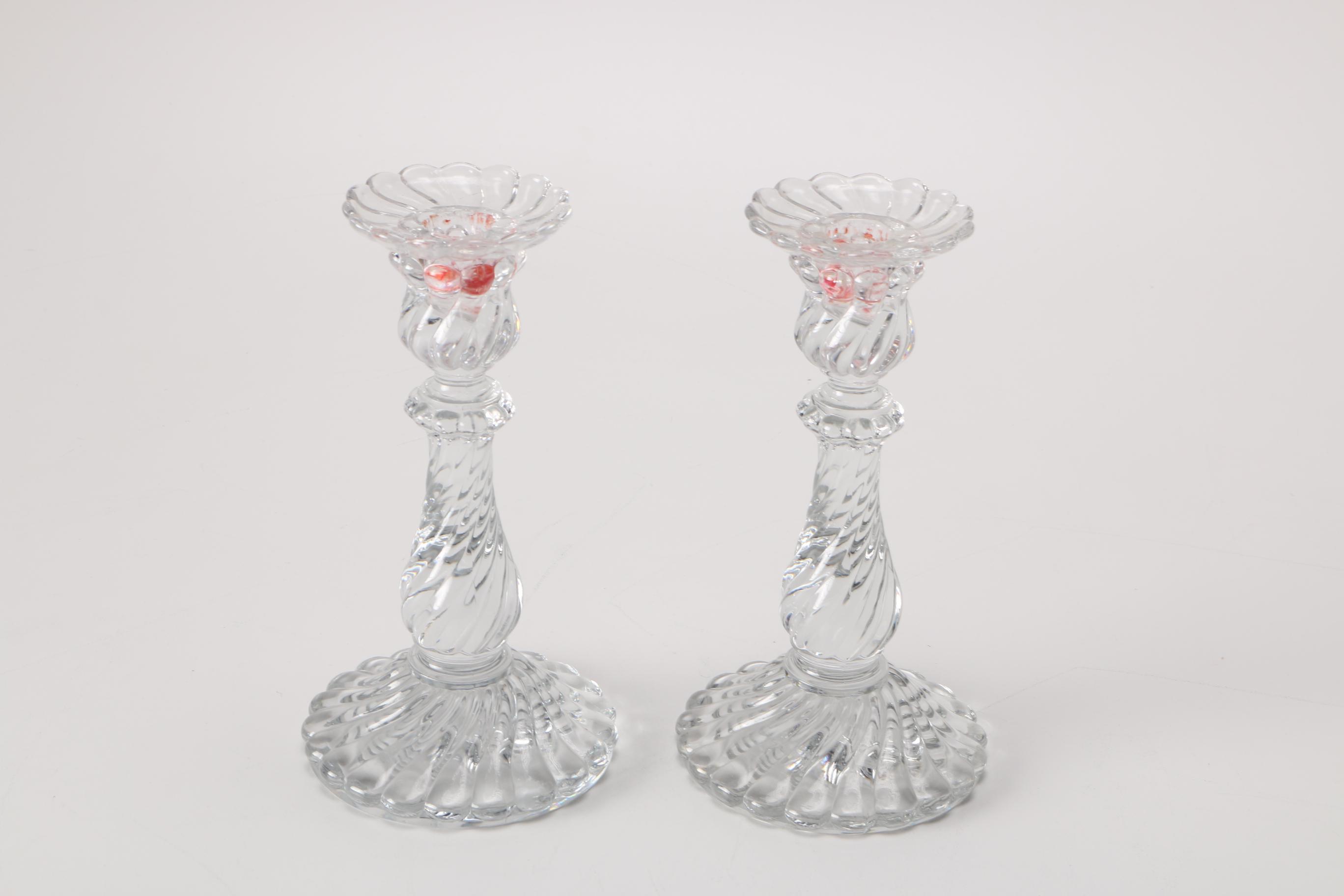 Vintage Baccarat Bambous Spiral Crystal Candlesticks