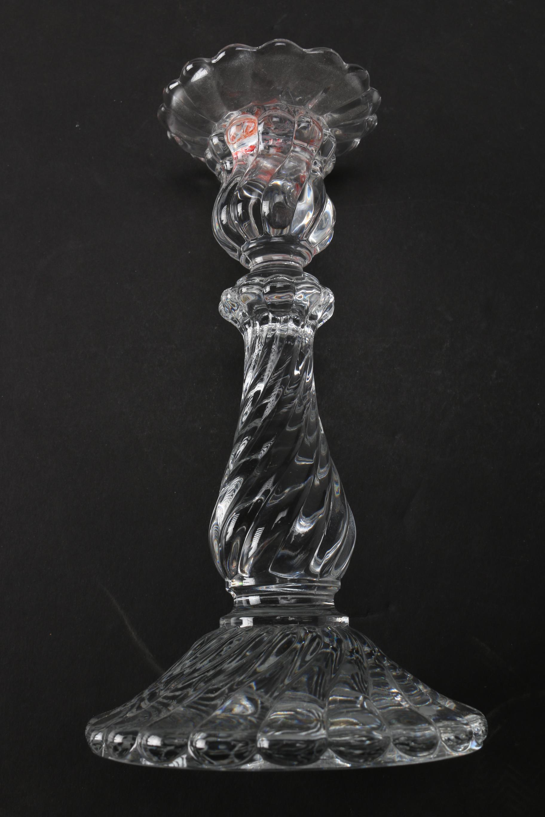 Vintage Baccarat Bambous Spiral Crystal Candlesticks