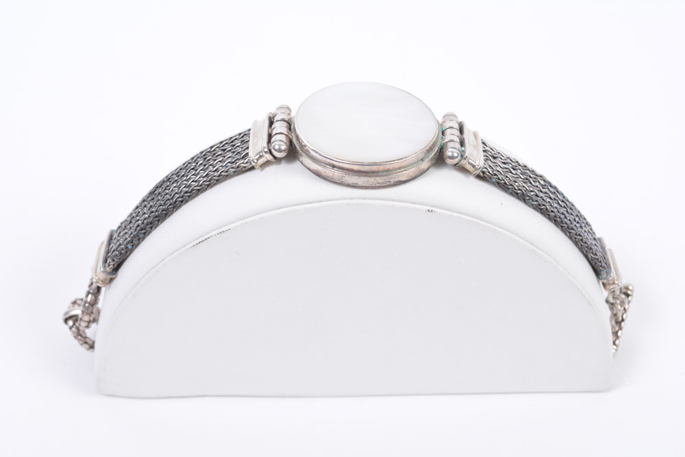 Sterling Silver Mother of Pearl Bracelet and Pendant