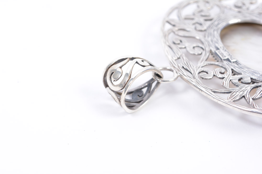 Sterling Silver Mother of Pearl Bracelet and Pendant