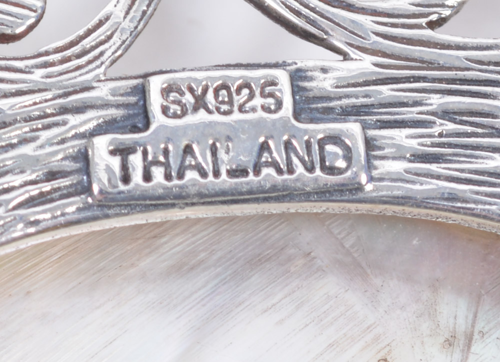 Sterling Silver Mother of Pearl Bracelet and Pendant