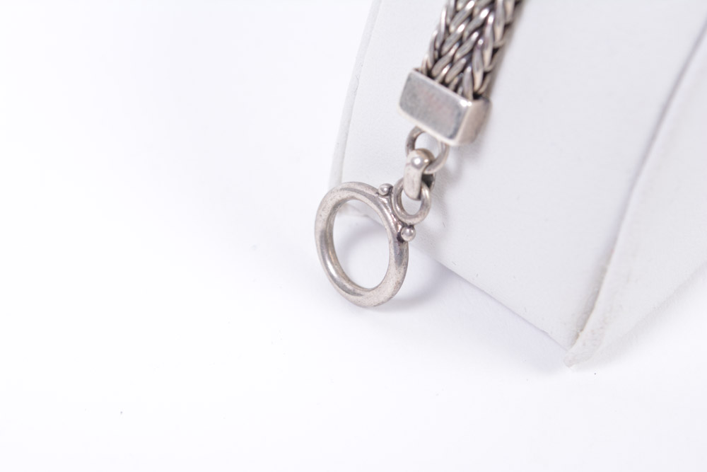 Sterling Silver Turquoise Bracelet and Blue Cabochon Pendant