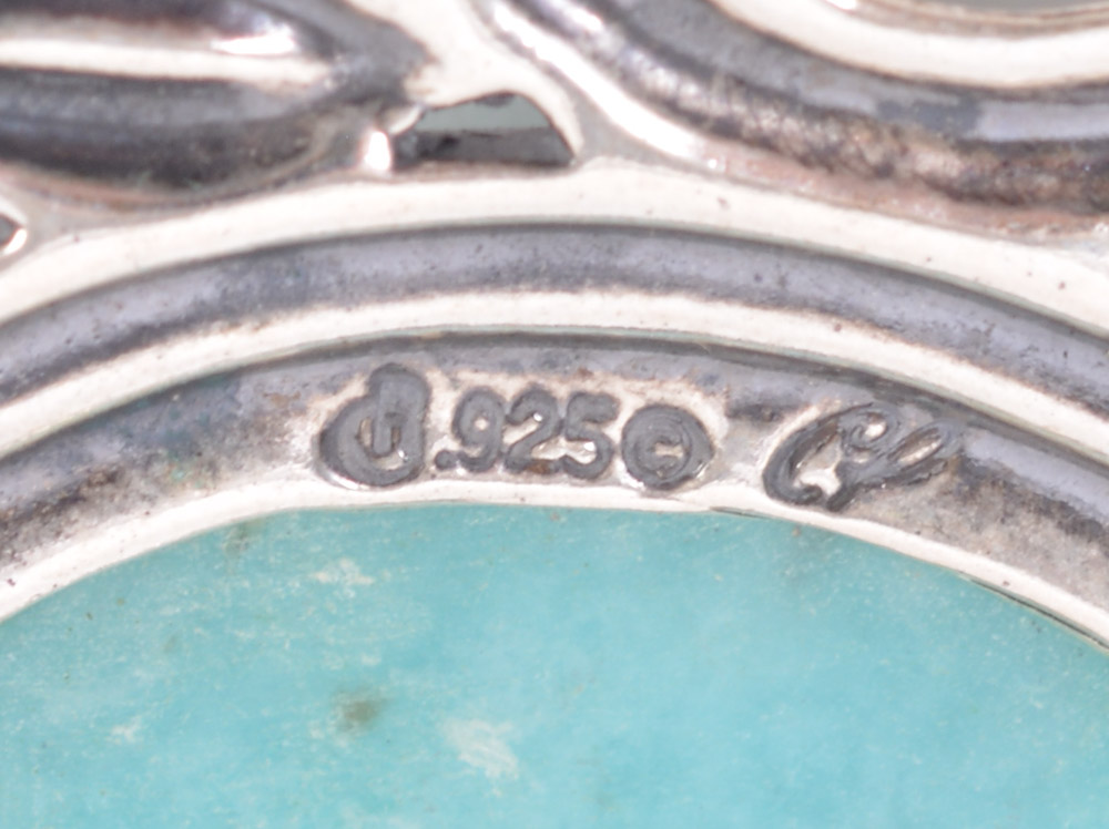 Sterling Silver Turquoise Bracelet and Blue Cabochon Pendant