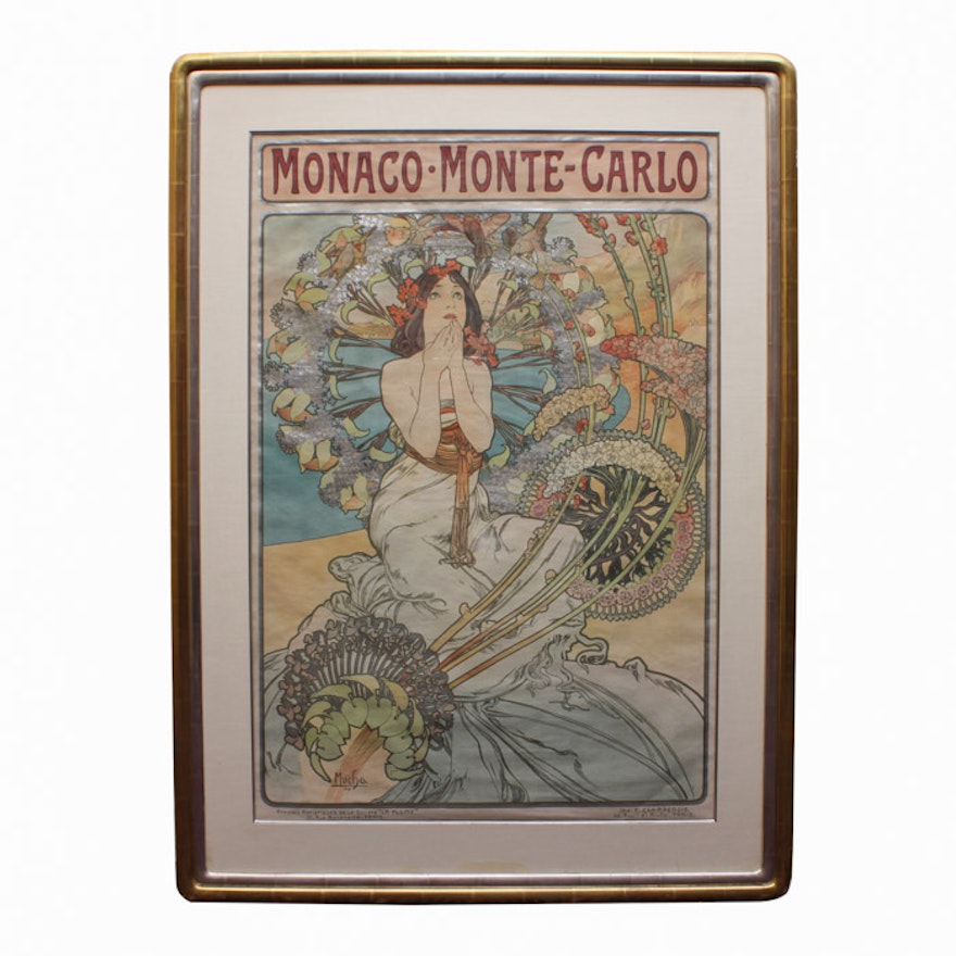 Alphonse Mucha Lithograph Poster "Monaco - Monte Carlo"