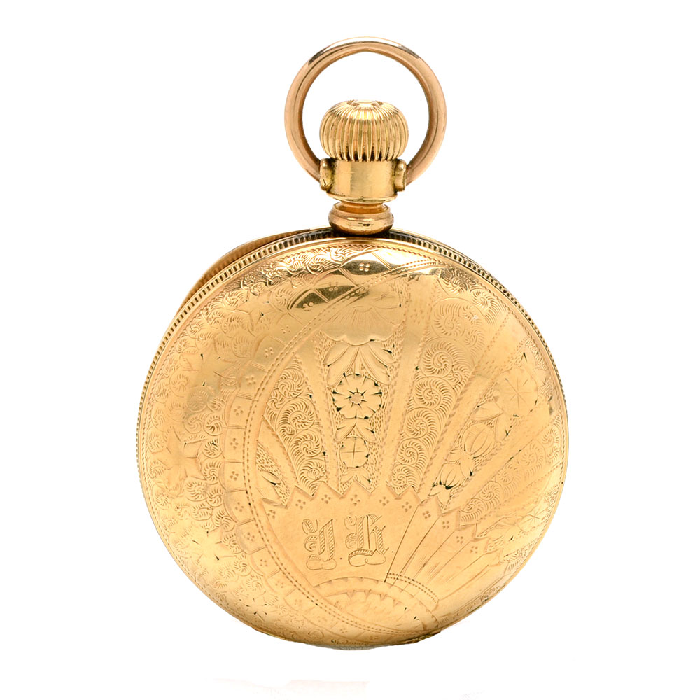 Antique Hampden Ornate Full-Hunter Gold-Filled Pocket Watch