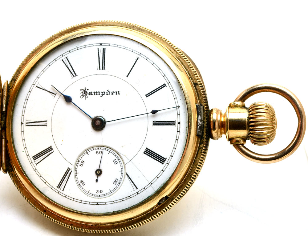 Antique Hampden Ornate Full-Hunter Gold-Filled Pocket Watch