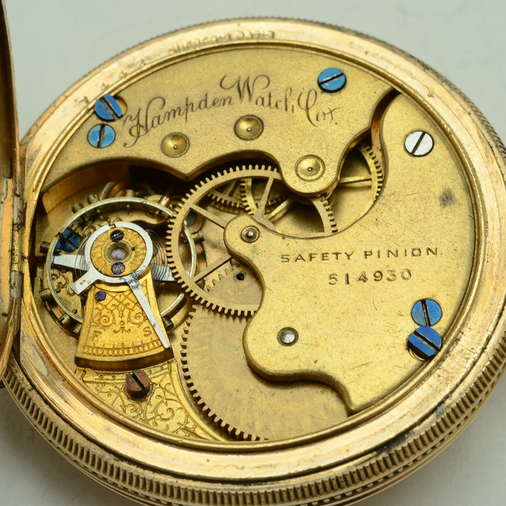 Antique Hampden Ornate Full-Hunter Gold-Filled Pocket Watch