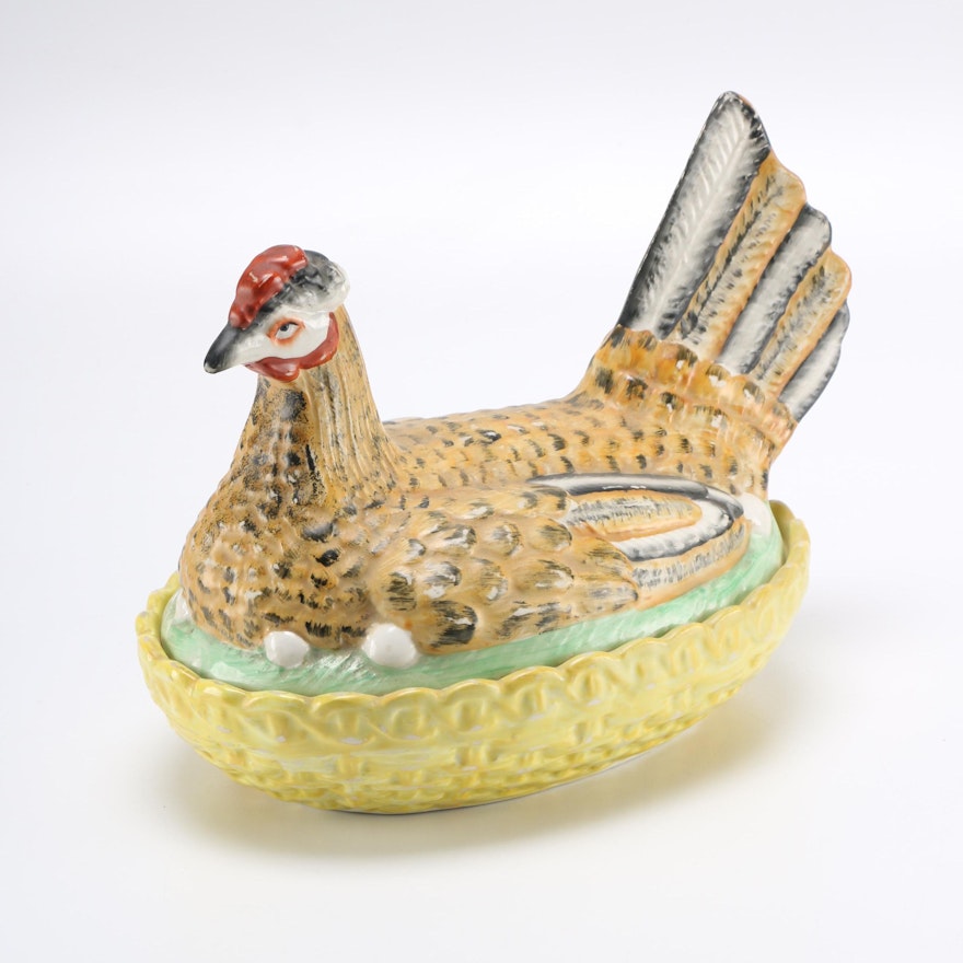 Antique Staffordshire "Hen on a Nest" Covered Dish