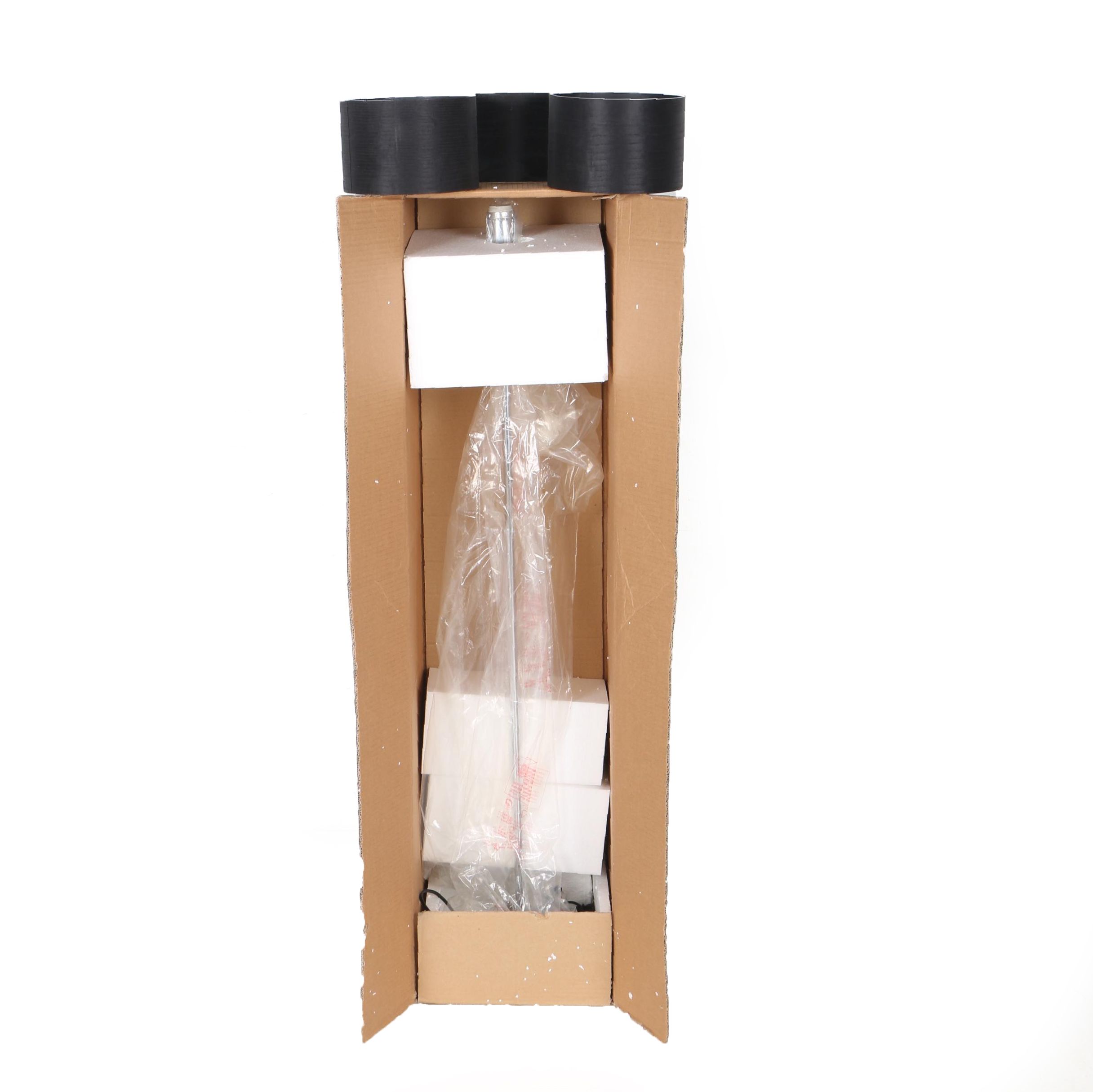 Macao GM Wood and Chrome Floor Lamp With Shade