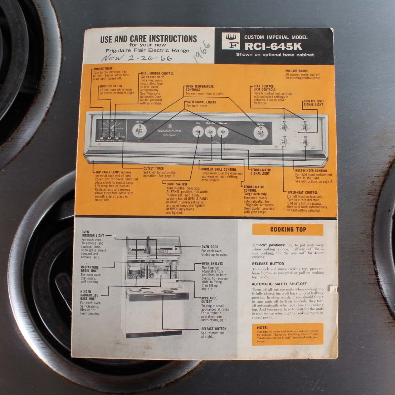 Vintage 1960s Frigidaire Flair Range