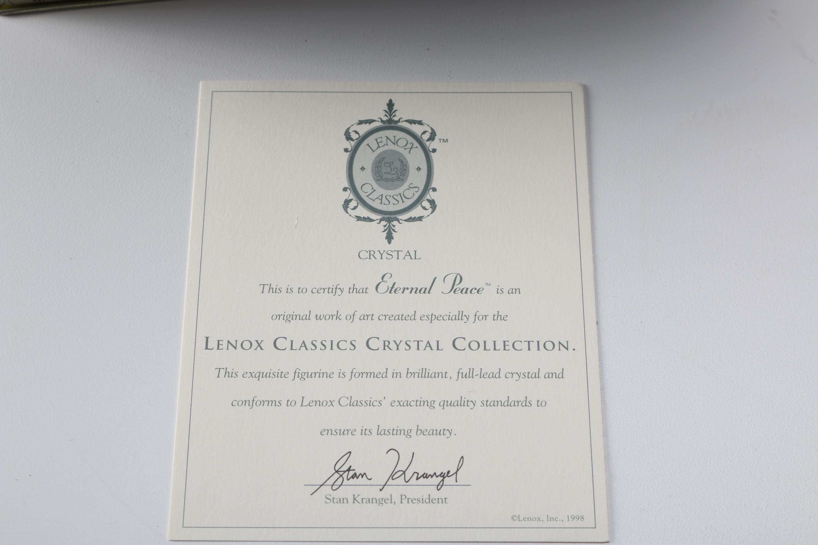 Lenox Classics Glass Millennium Ornament "Eternal Peace"