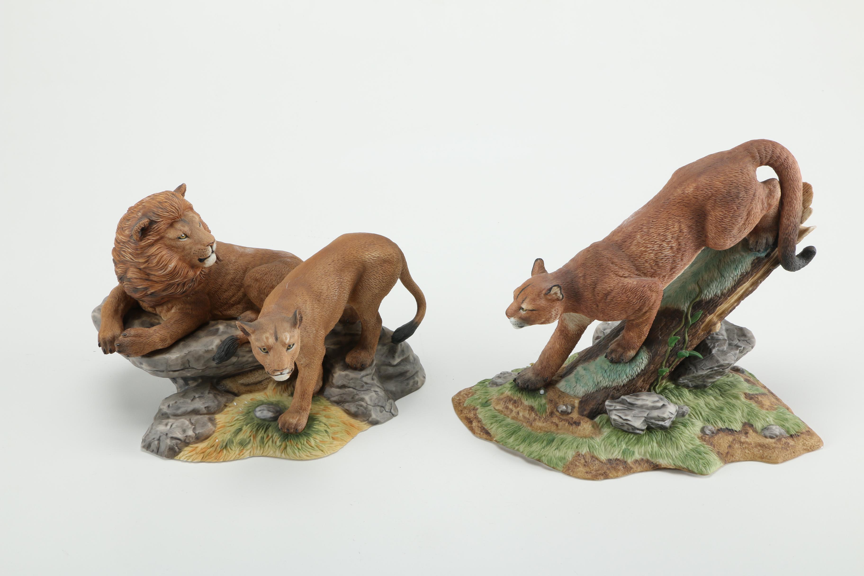 Lenox "Wildlife of the Seven Continents" Big Cat Porcelain Figurines