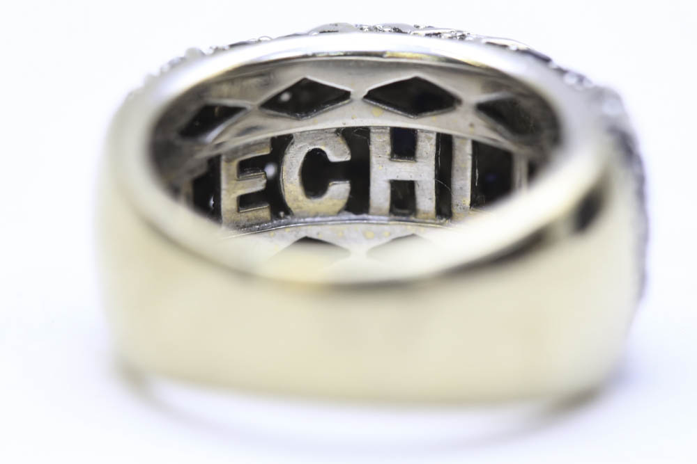 Techline 18K Gold Ring With Diamonds and Sapphires