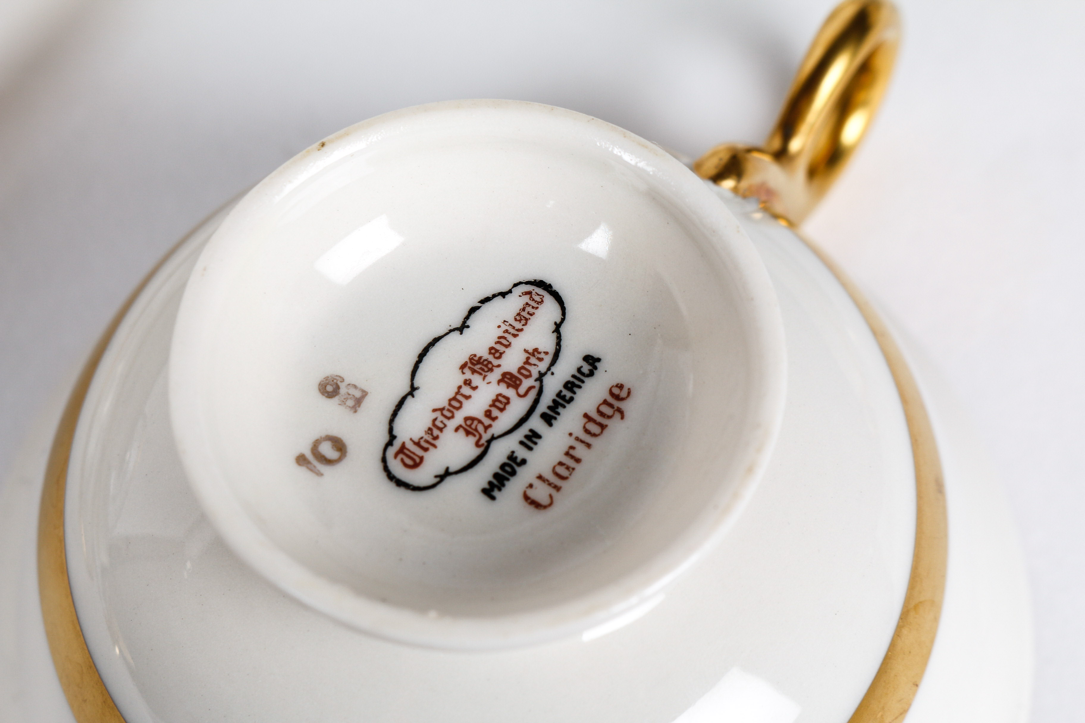 Set of Vintage Gold Rimmed Plates and China Tea Cups