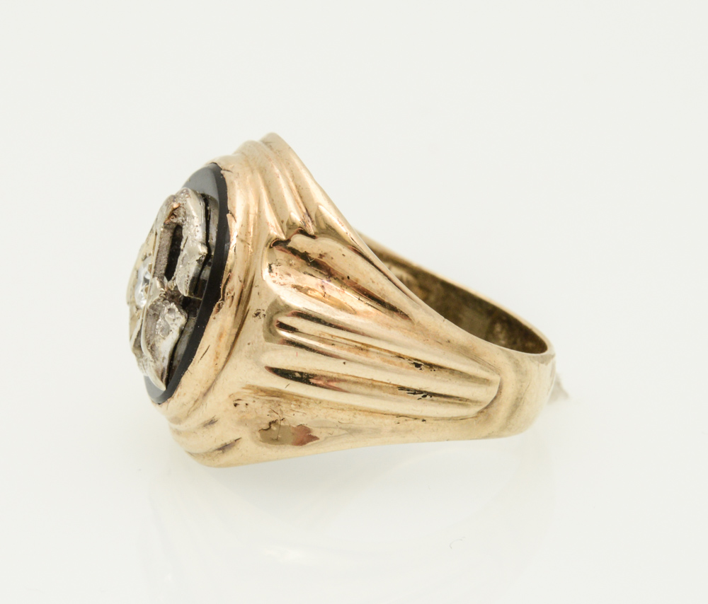 10K Yellow Gold Diamond Masonic Ring