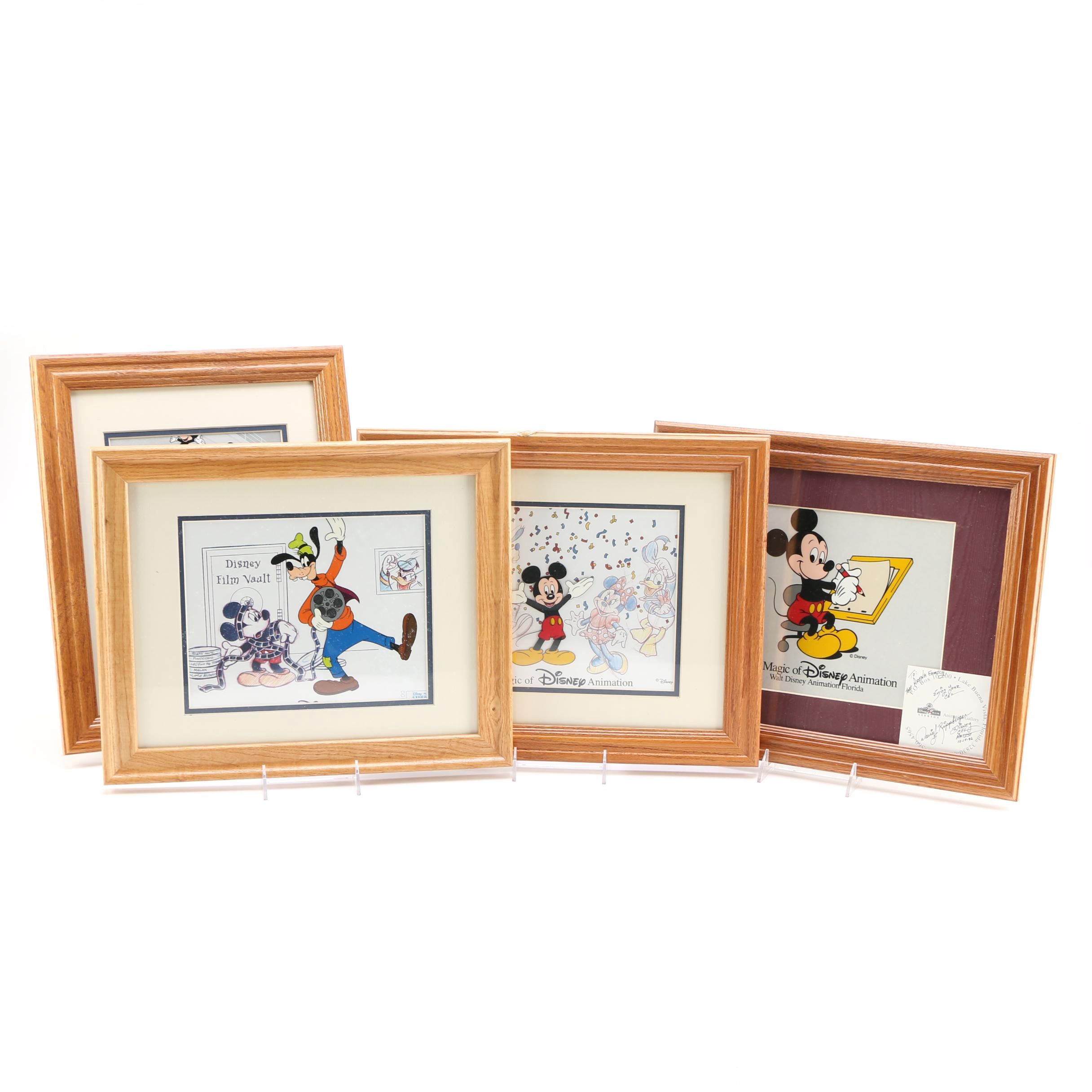 Group of Sericels of Disney Characters Including Autographs