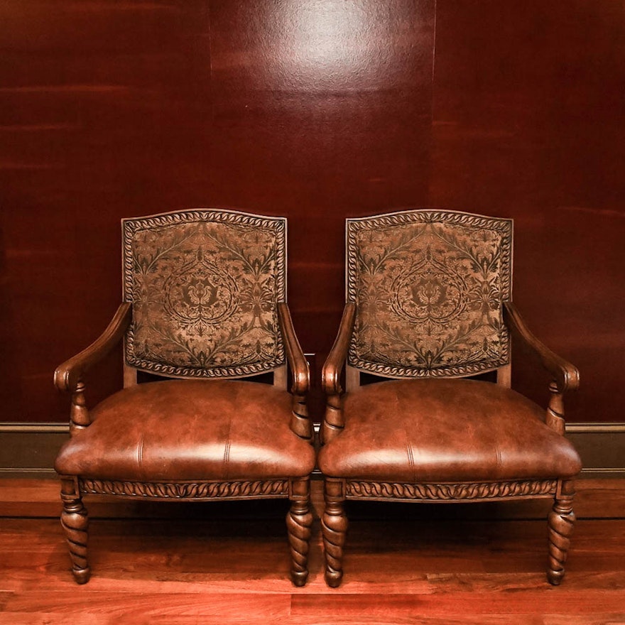 Contemporary Louis XIII Style Armchairs