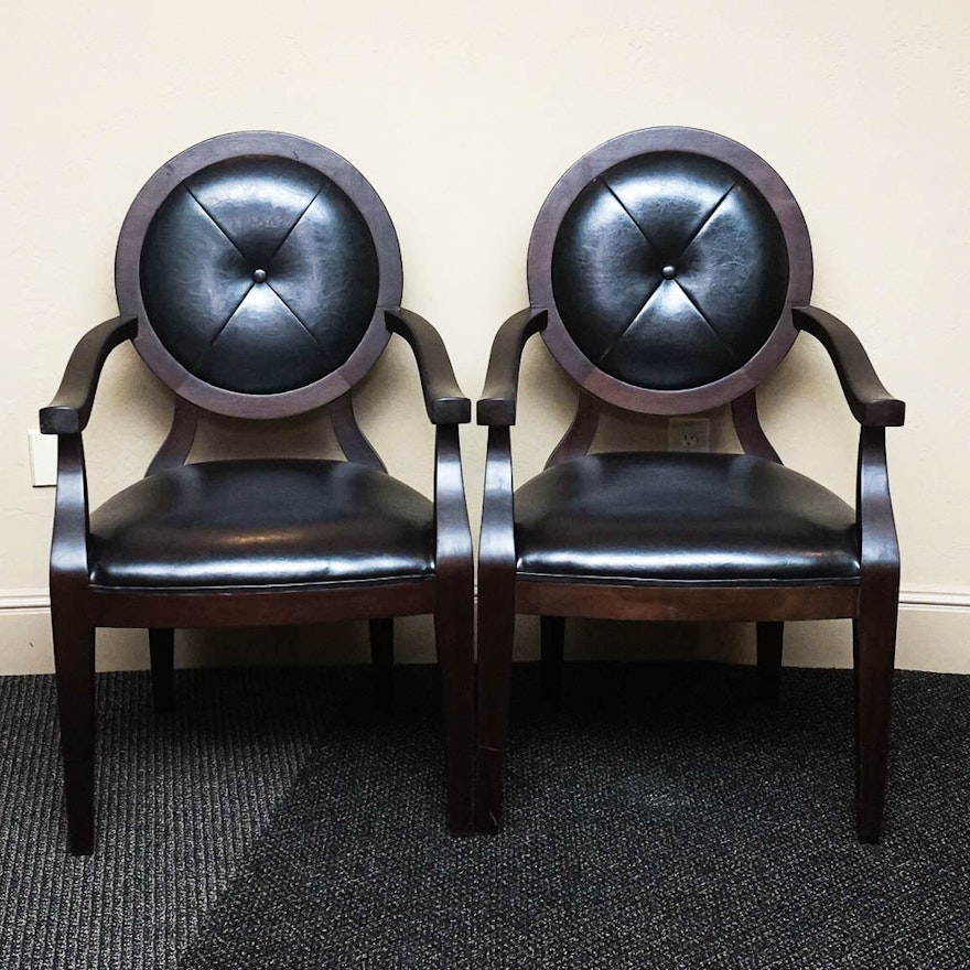 Oval Back Leather Armchairs