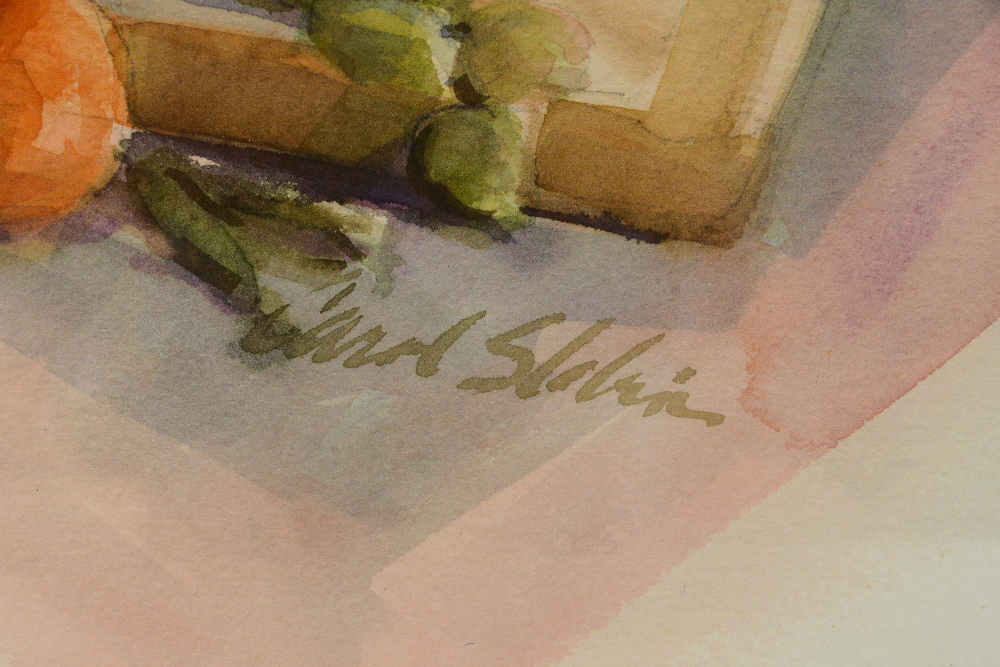 Framed and Signed Still Life Watercolor of Fruit