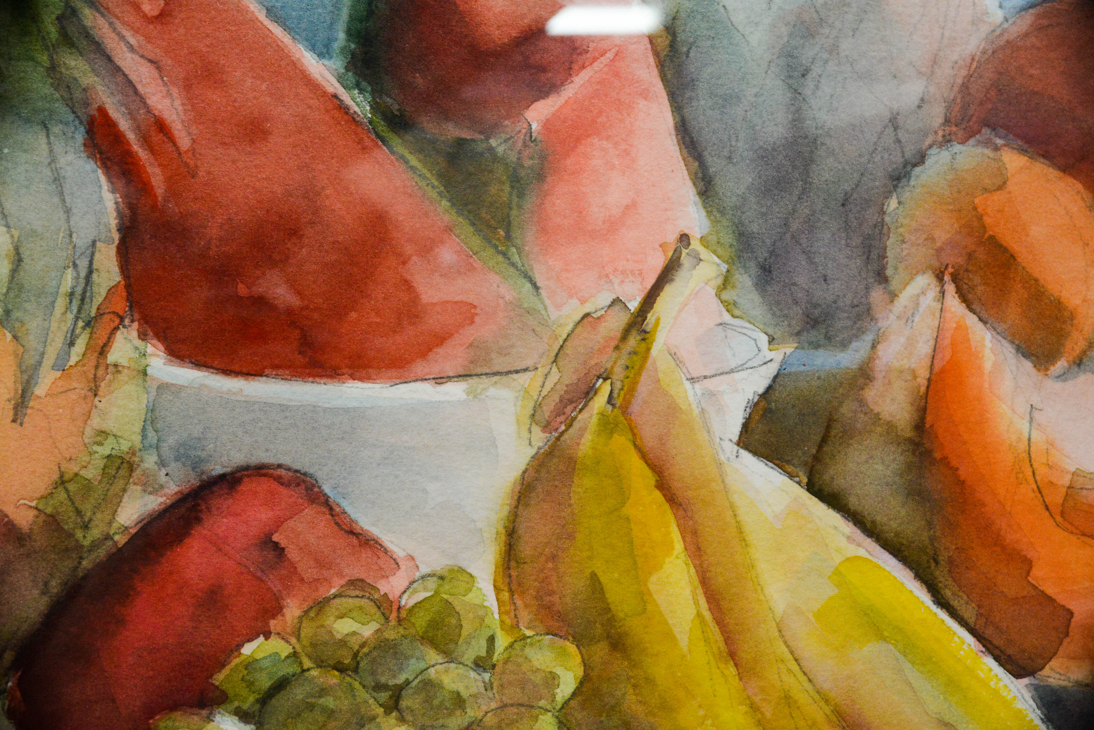 Framed and Signed Still Life Watercolor of Fruit