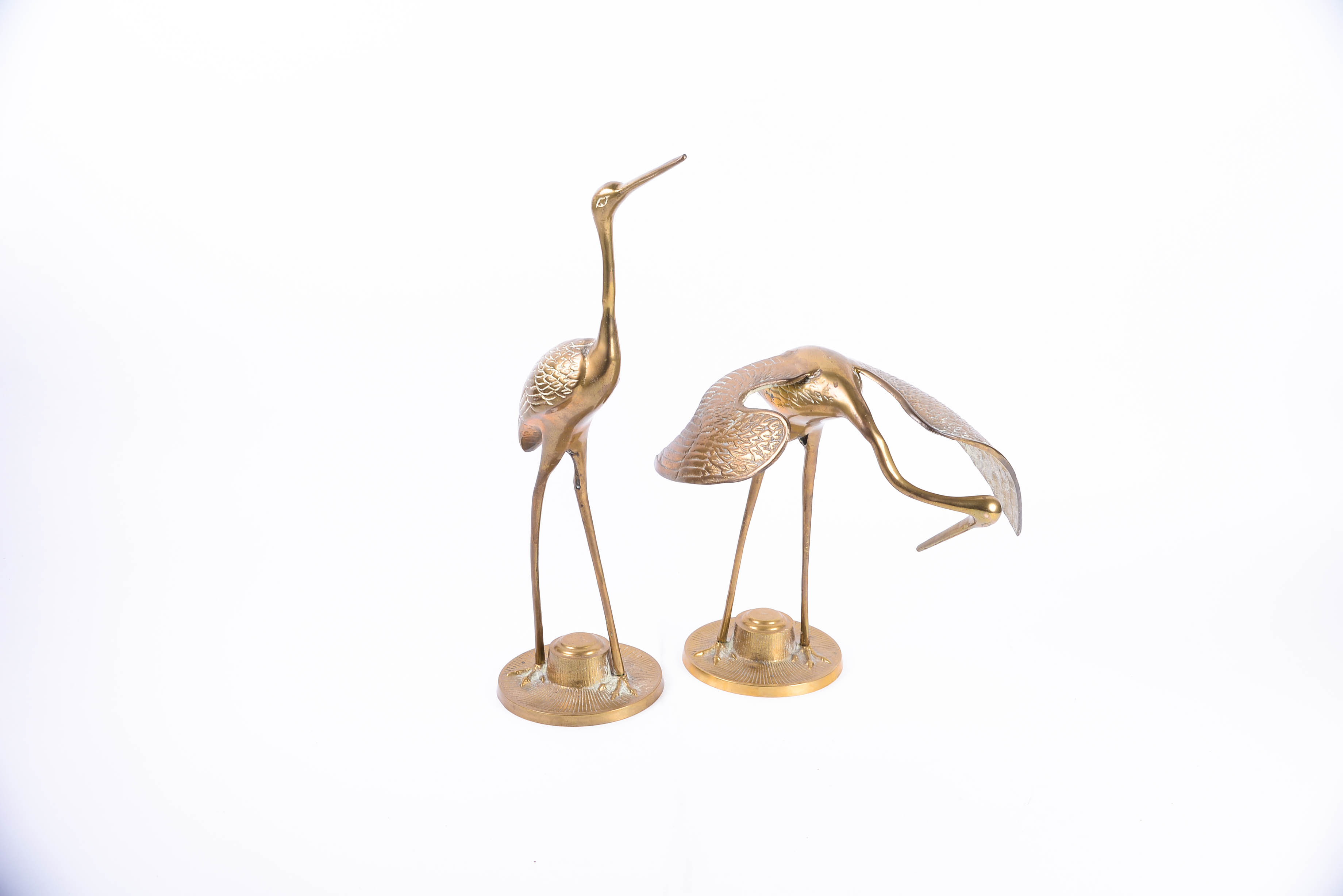 Pair of Mid-Century Brass Egrets