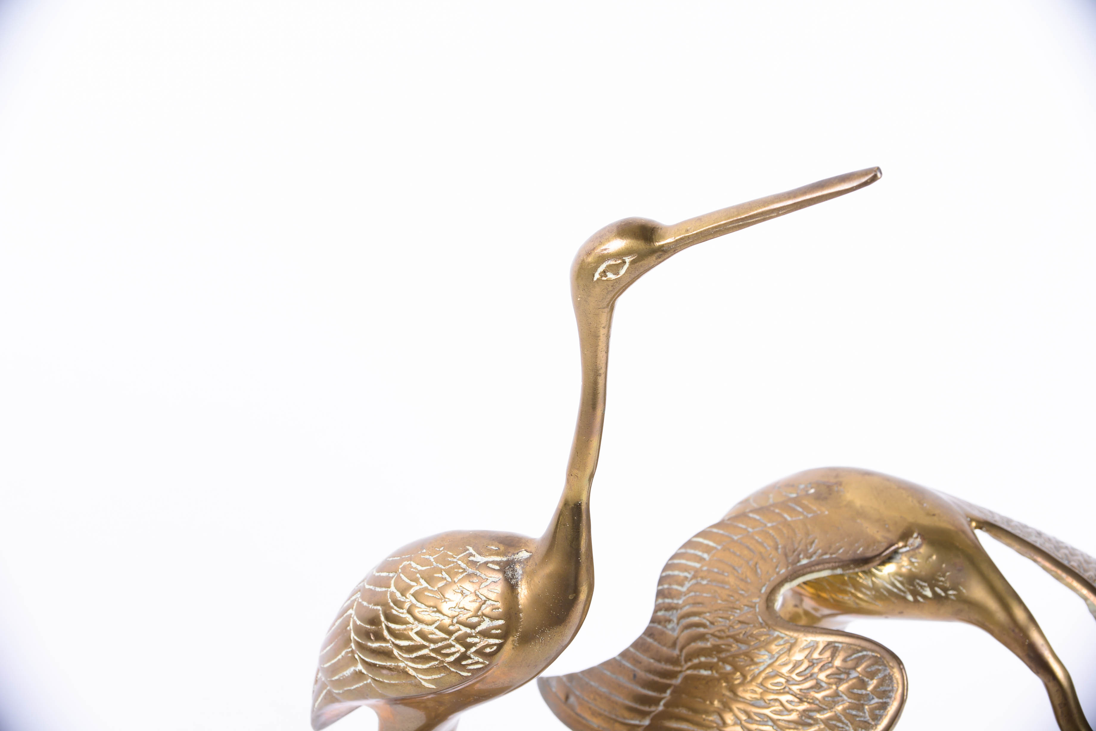 Pair of Mid-Century Brass Egrets