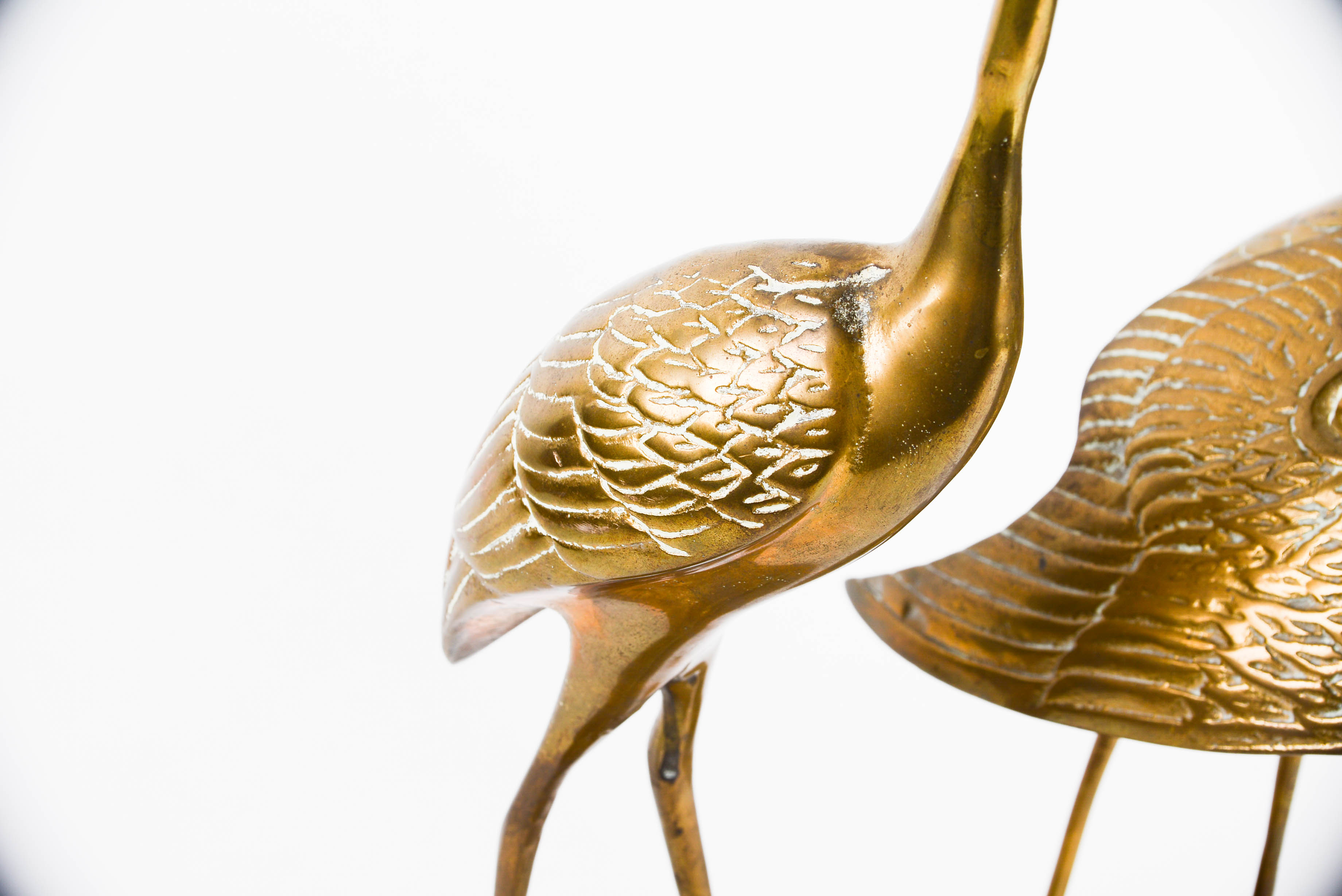 Pair of Mid-Century Brass Egrets