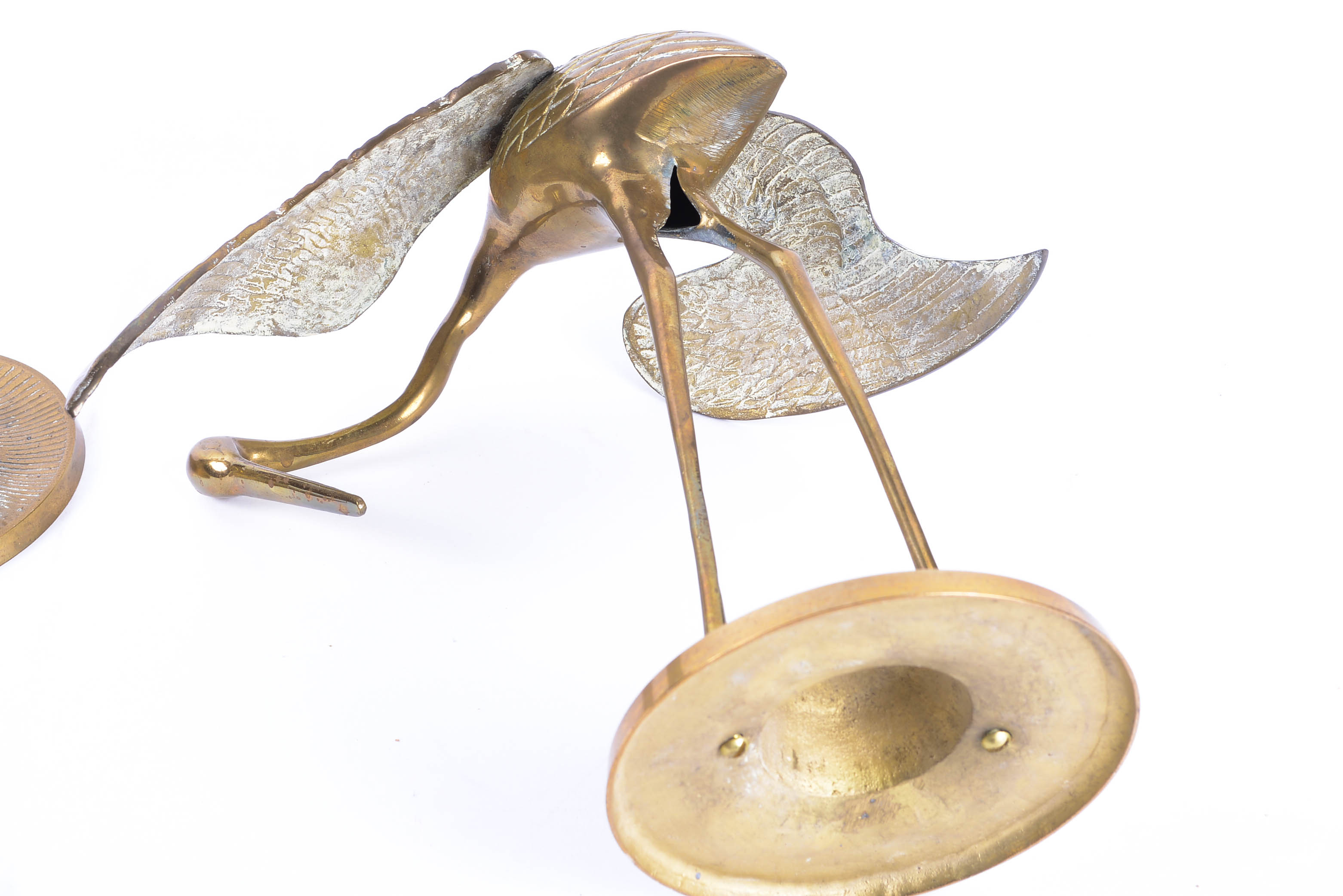 Pair of Mid-Century Brass Egrets