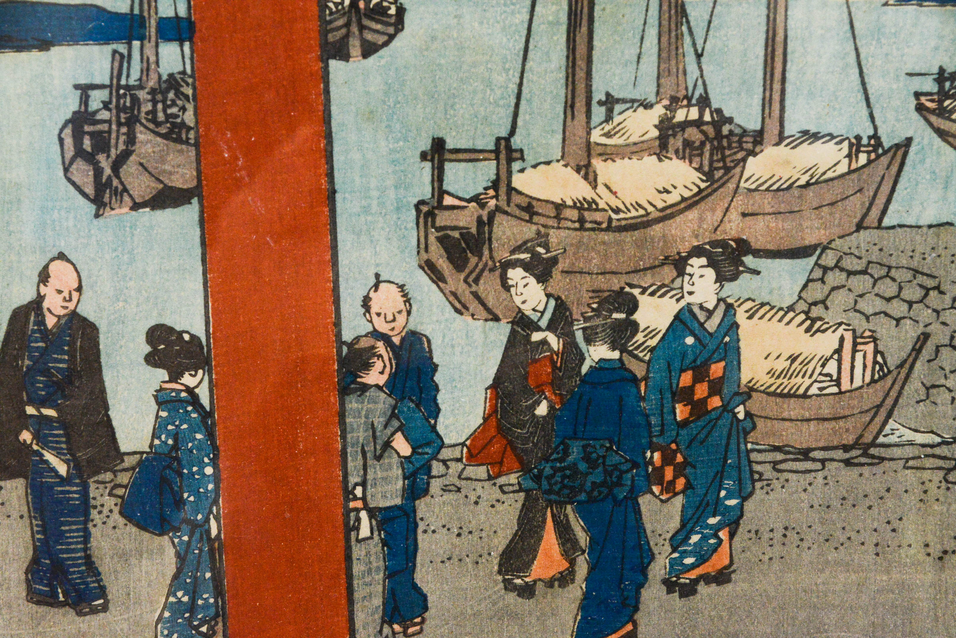 Antique Restrike of Hiroshige's "Miya: Atsuta Terminal"