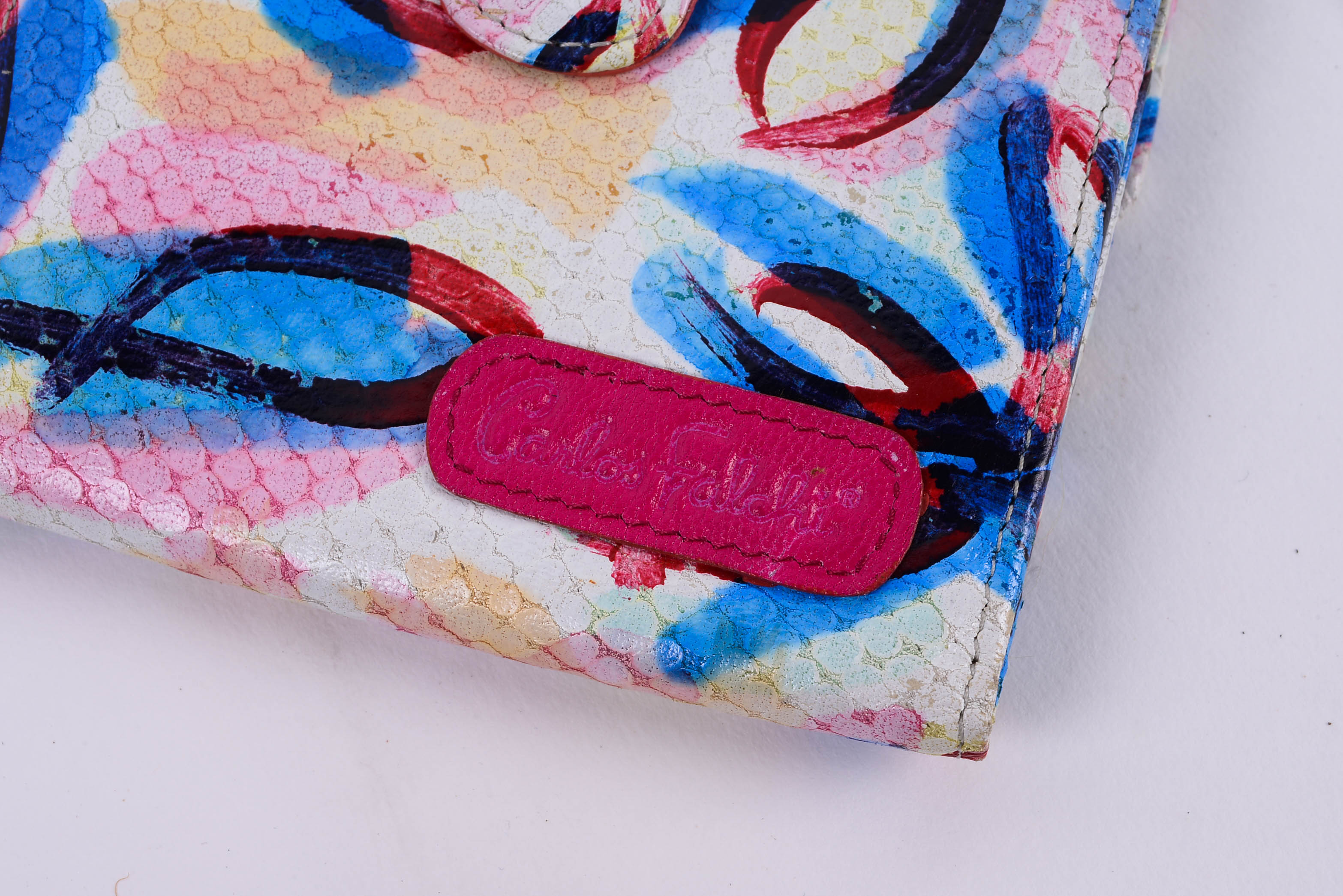 Carlos Falchi Hand-Painted Leather Wallet