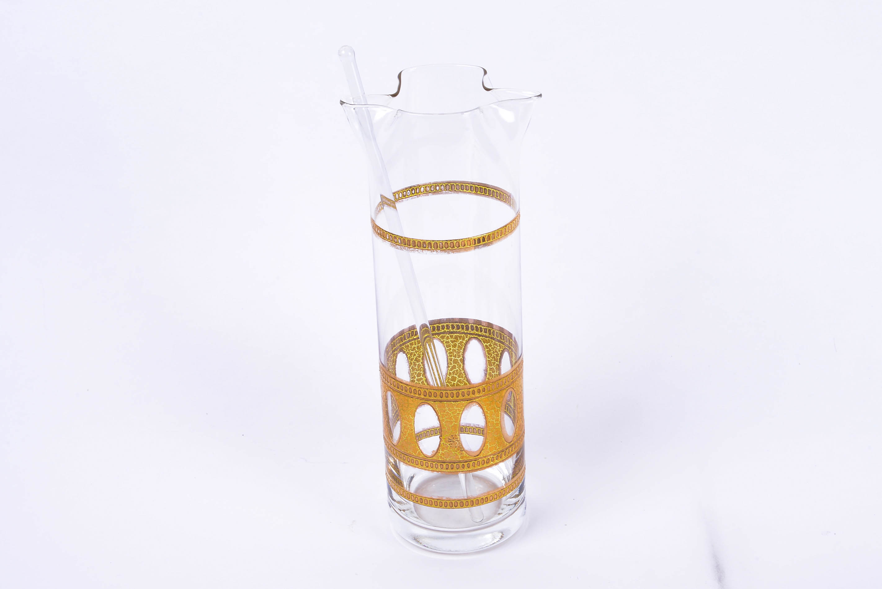 Culver Mid Century Modern "Antigua" Gilt Cocktail Glass Set