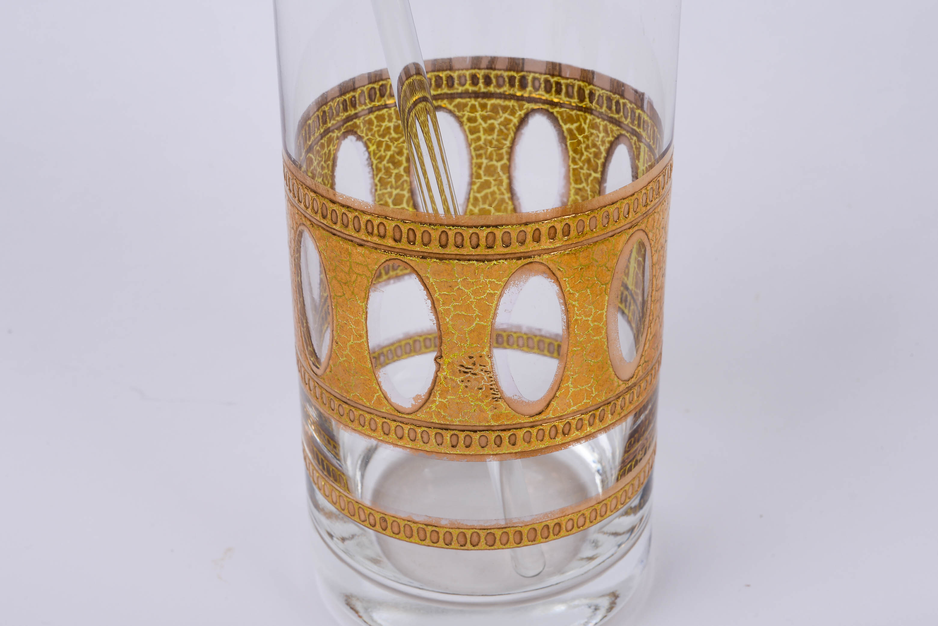 Culver Mid Century Modern "Antigua" Gilt Cocktail Glass Set