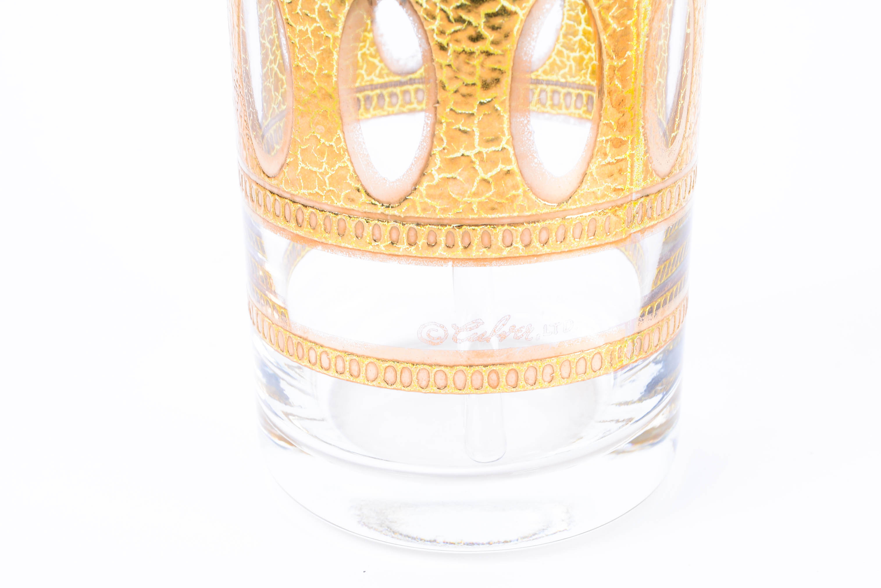 Culver Mid Century Modern "Antigua" Gilt Cocktail Glass Set