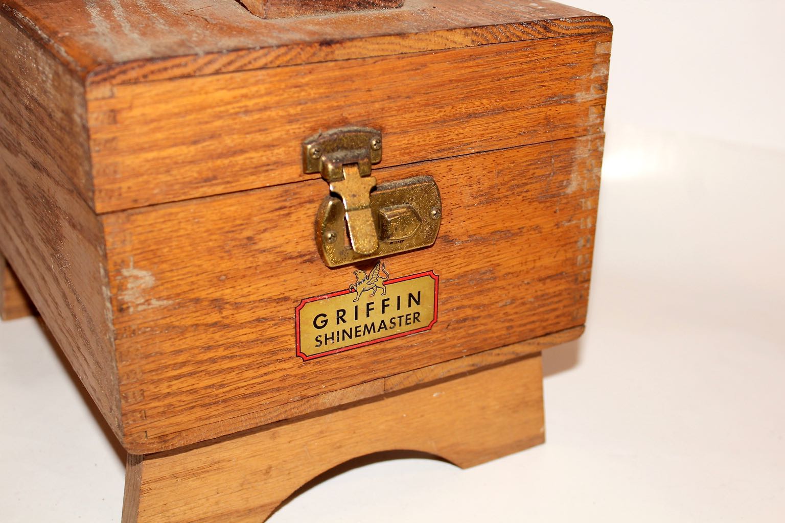 Vintage Griffin "Shinemaster" Oak Shoe Shine Box with Kit