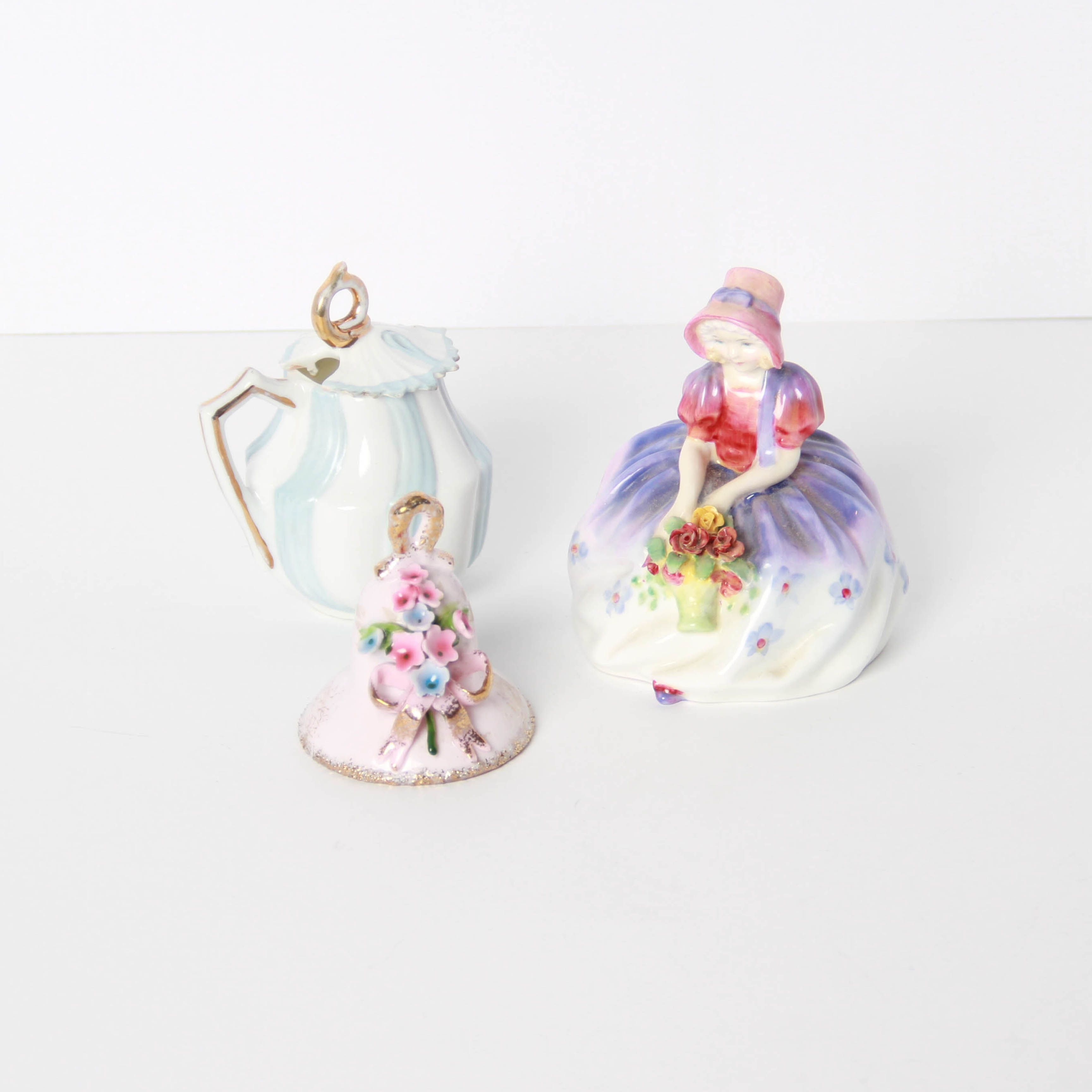 Decor Including Royal Doulton "Monica" Figurine,  Lefton China Bell and More