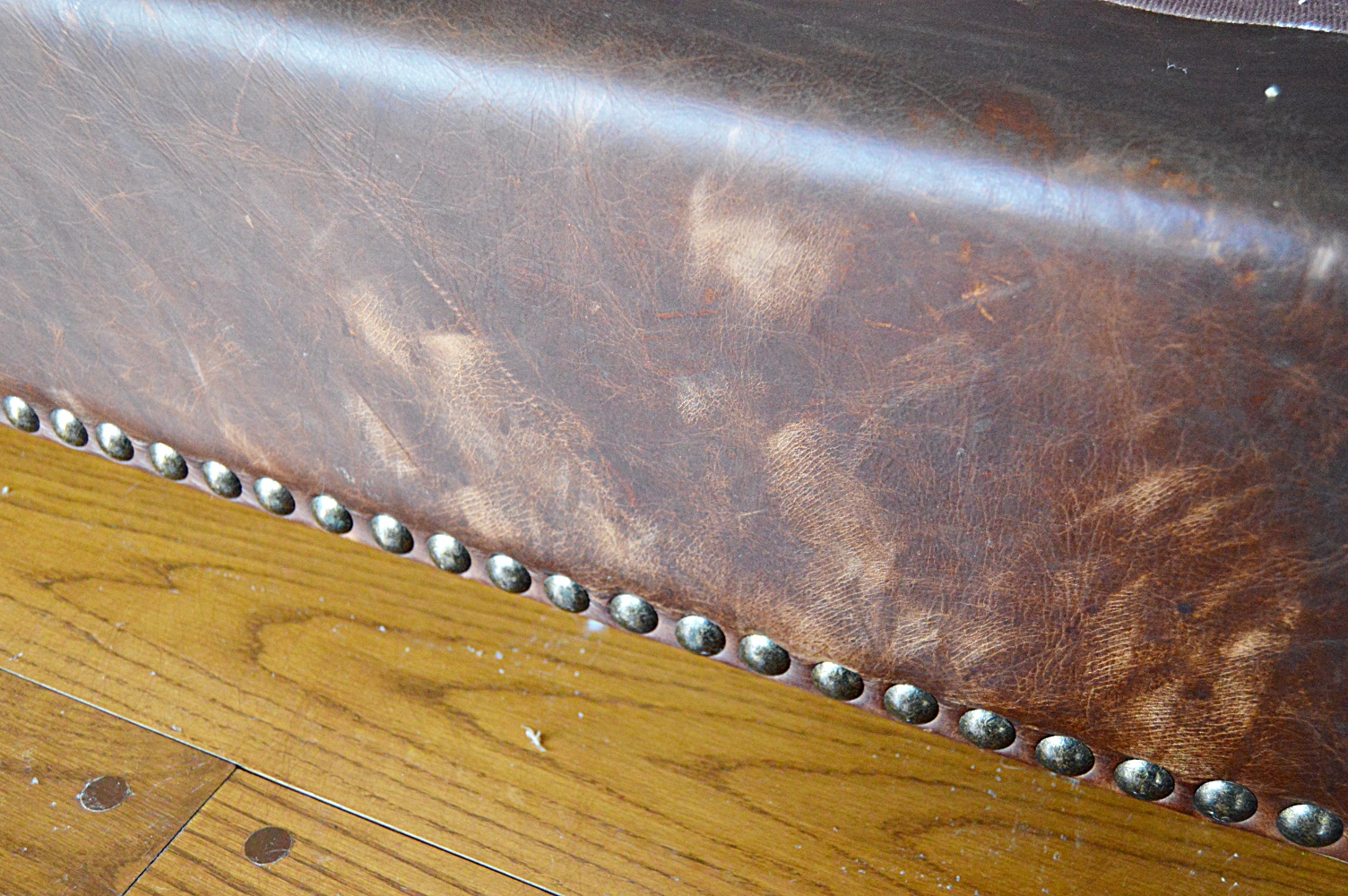 Contemporary Art Deco Style Brown Leather Sofa