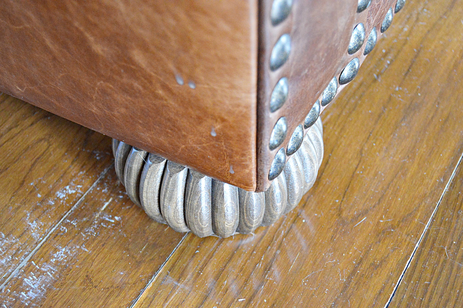 Contemporary Art Deco Style Brown Leather Sofa