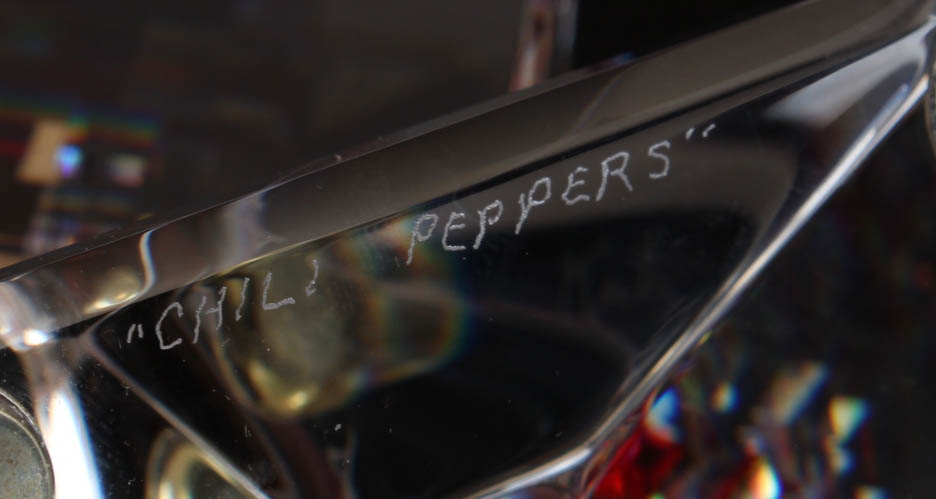 Jon Kuhn Optical Glass Sculpture "Chili Peppers"