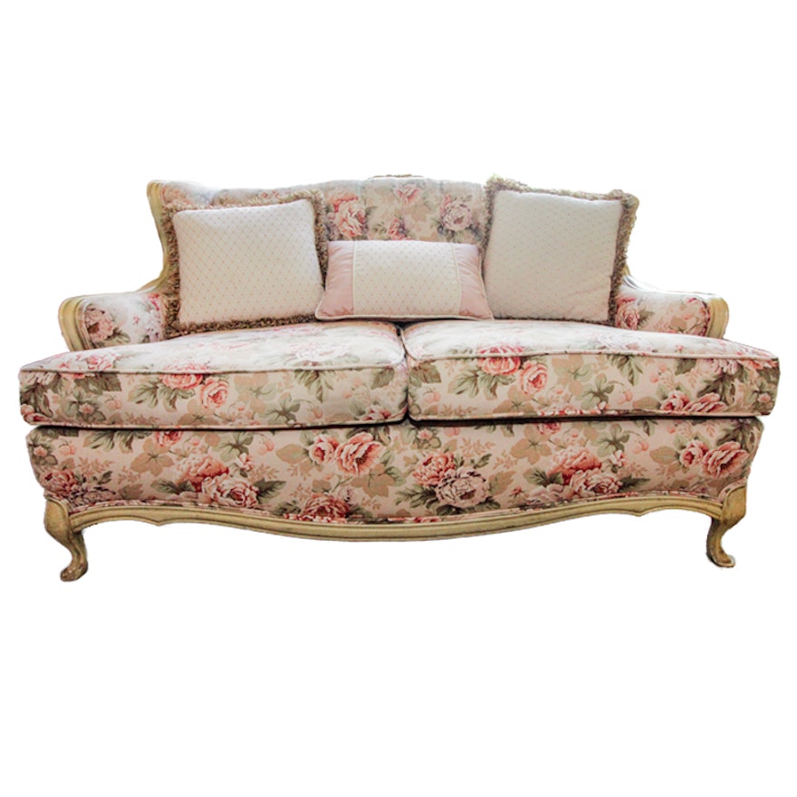 Vintage Floral Upholstered Sofa