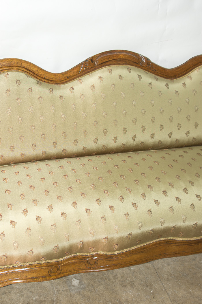 Victorian Oak Frame Camelback Sofa