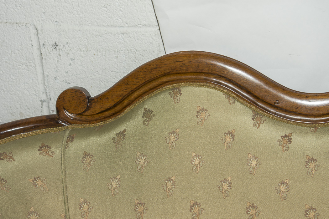 Victorian Oak Frame Camelback Sofa