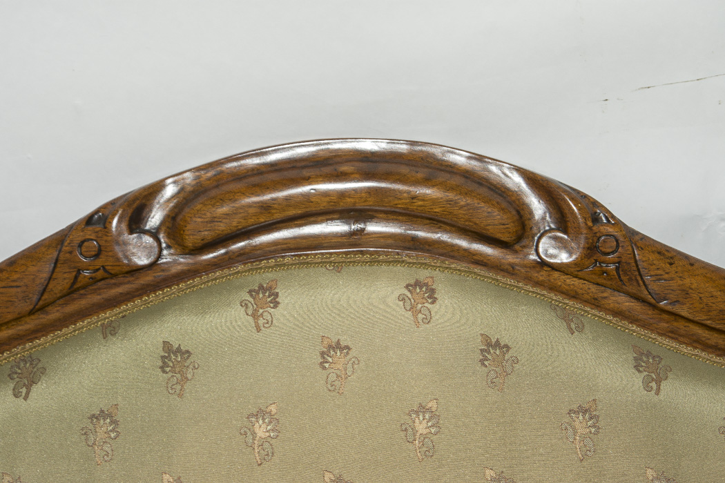 Victorian Oak Frame Camelback Sofa