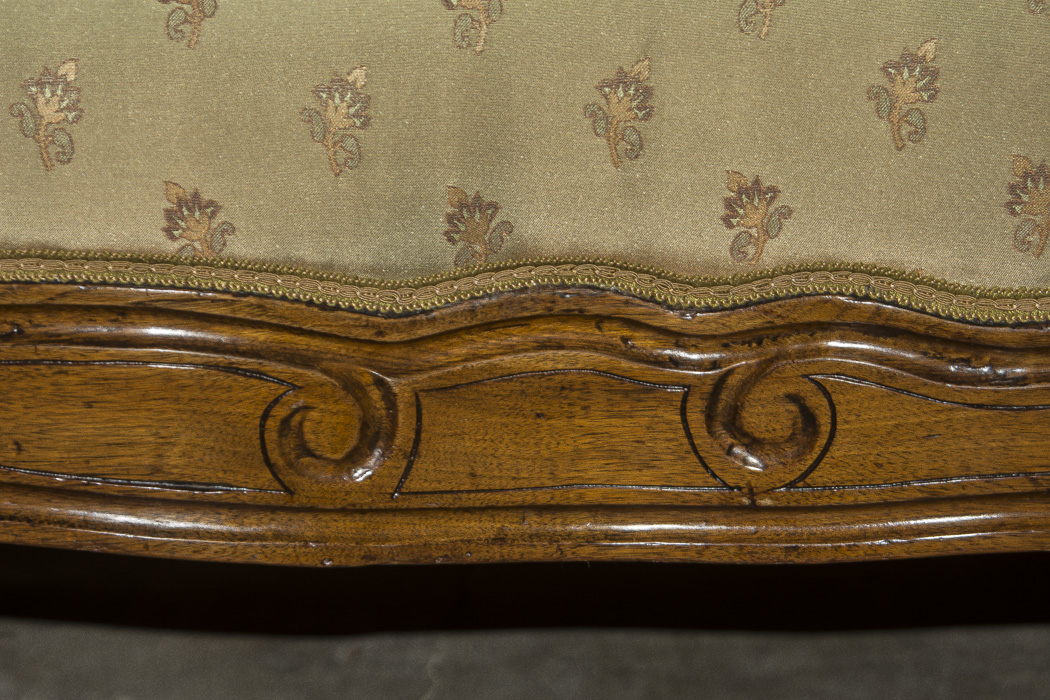 Victorian Oak Frame Camelback Sofa