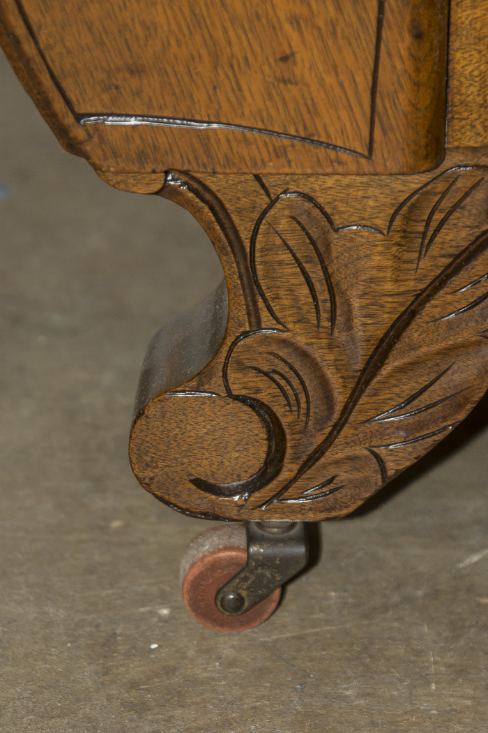 Victorian Oak Frame Camelback Sofa