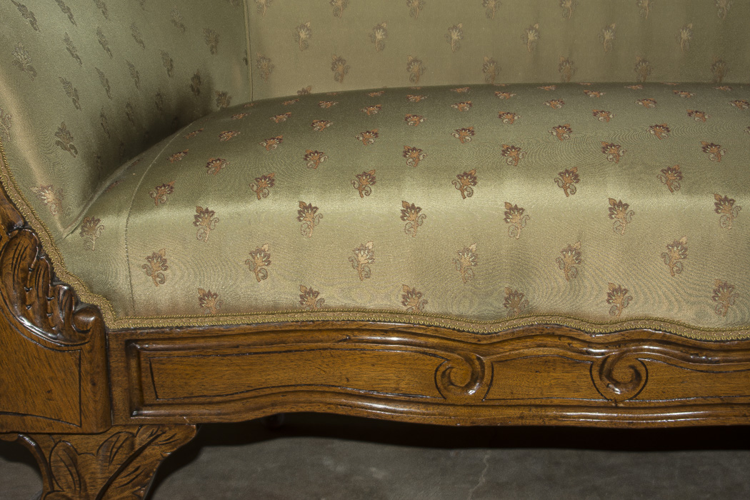 Victorian Oak Frame Camelback Sofa