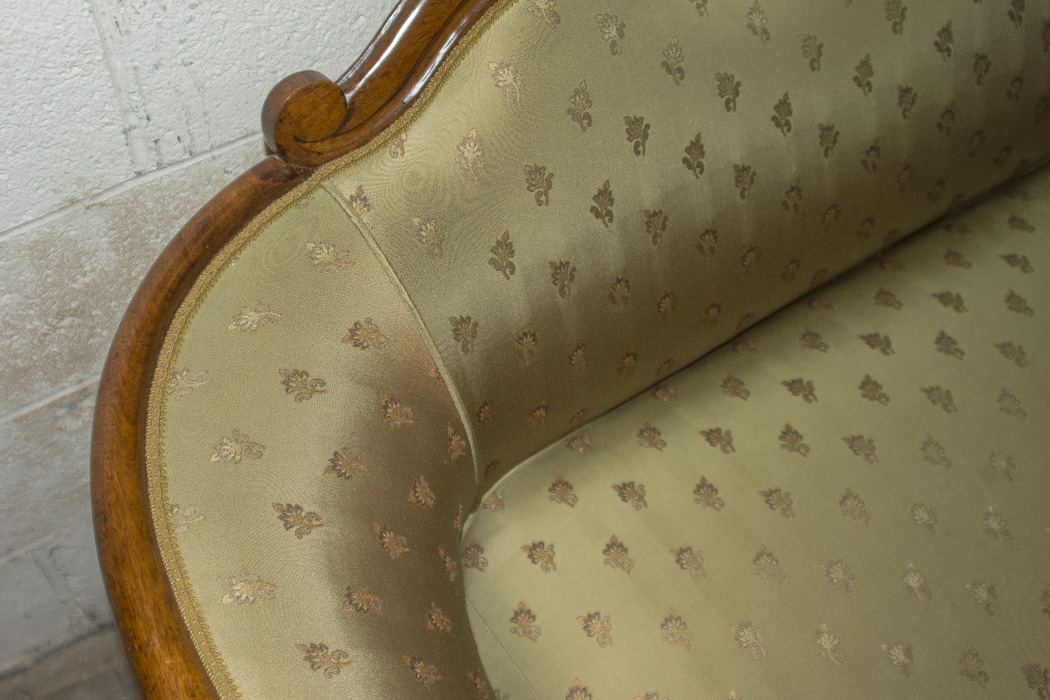 Victorian Oak Frame Camelback Sofa