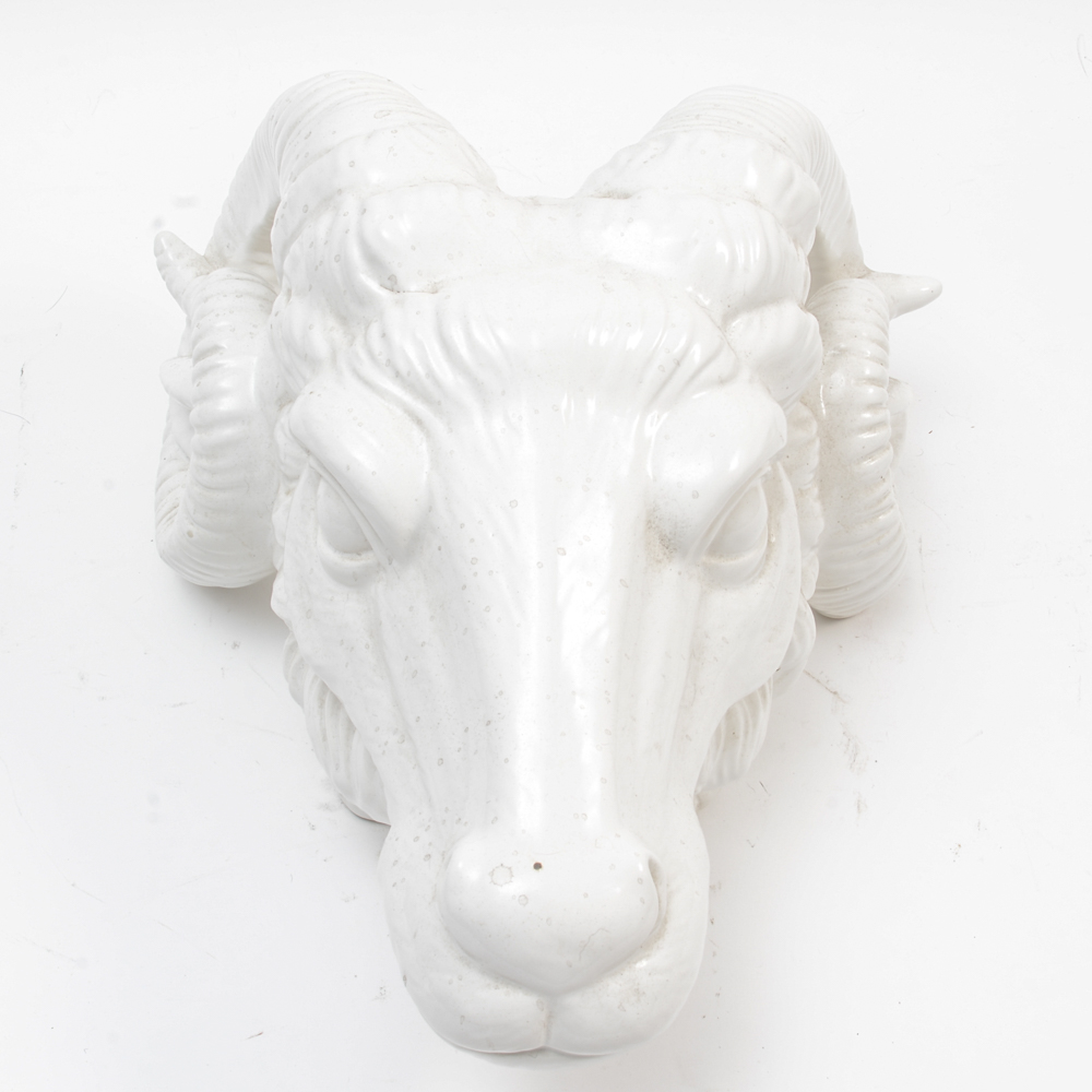 Porcelain Ram Head Sculpture